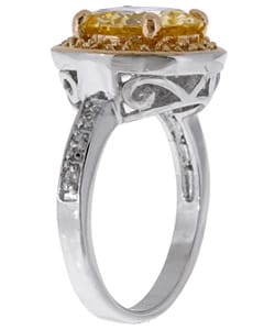 Sterling Silver Fancy Yellow CZ Cocktail Ring