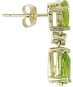 10k Yellow Gold Pear Shaped Peridot Earrings