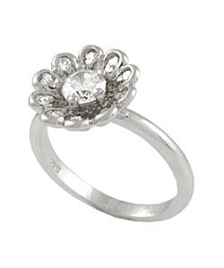 Sterling Silver Round Cut Flower CZ Ring