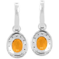 14k Gold Citrine 1/6ct Diamond Dangle Earrings