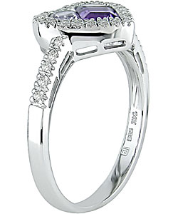 14k White Gold Amethyst 1/6ct TDW Diamond Ring