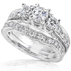 14k White Gold 1ct Round Brilliant Diamond Bridal Set (H-I, I1-I2)