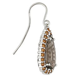 14k White Gold Smokey Quartz/ Citrine Earrings