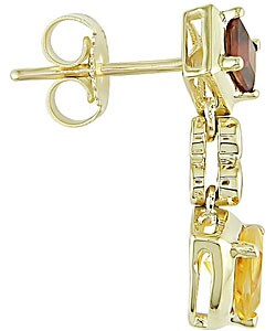 10k Yellow Gold Garnet Citrine Earrings