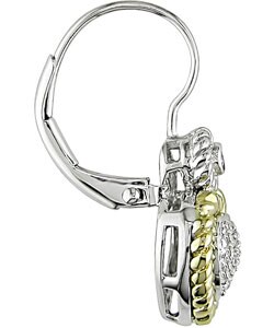 14k Two-tone Gold 1/6ct TDW Diamond Heart Earrings