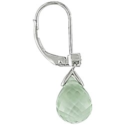 14k White Gold Green Amethyst Briolette Earrings