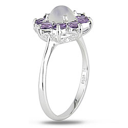 Sterling Silver White Moonstone Amethyst Ring (Case of 6)