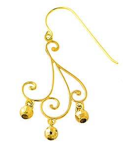 14k Yellow Gold Peacock Drop Earrings