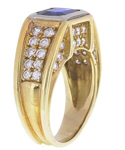 18k Gold Sapphire and 1 3/4ct TDW Diamond Ring