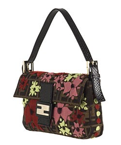 Fendi Brown Zucca Logo Mama Bag with Floral Detail