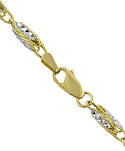 14k Two-tone Gold Rectangular Box Link Necklace