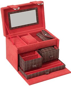 Coral Micro-suede Jewelry Case with Traveler