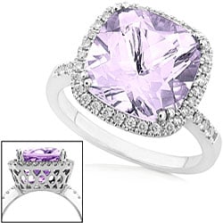 14k White Gold Amethyst 1/3ct TDW Diamond Ring