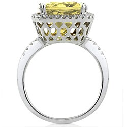 14k White Gold Cushion-cut Lemon Quartz 1/3ct TDW