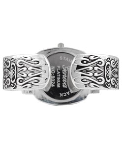 Geneva Platinum Polished Ornate Cuff Watch