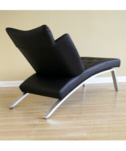 Eustace Black Full Leather Chaise Lounge