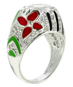 Chateau D'Argent Sterling Silver Enamel CZ Ring