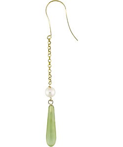 14k Yellow Gold Green Quartz and Pearl Earrings