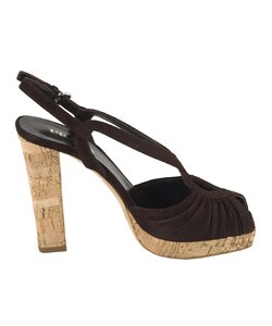 Prada Dark Brown Suede Platform Peep-toe Slingbacks