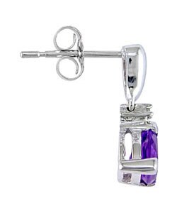 10k White Gold Trillion-cut Amethyst Earrings