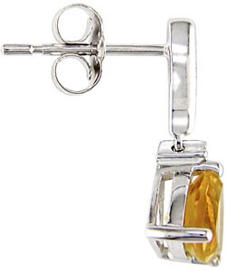 10k White Gold Trillion-cut Citrine Earrings