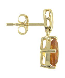 10k Yellow Gold Cushion Citrine Earrings