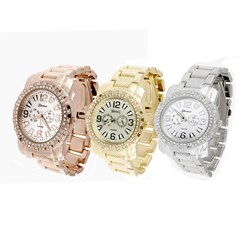 Geneva Platinum Men's Oversized Round Bezel Link Watch