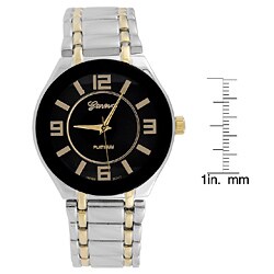 Geneva Platinum Men's Round Bezel Link Watch