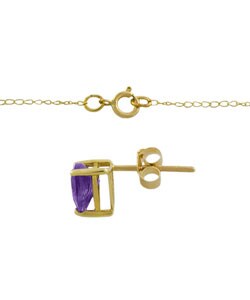 10k Gold Trillion Amethyst Pendant/ Earrings Set