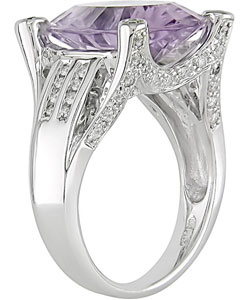 14k Gold Oval Rose de France and Diamond Ring