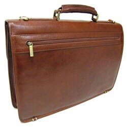 Torino Simple Flap-over Leather Briefcase