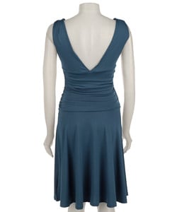 Ruby Women's V-neck Dress with Elastic Shirring