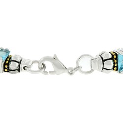 Two-tone Designer-inspired Aqua CZ Bracelet