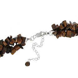 Stonique Creations Sterling Silver 3-strand Tiger's Eye Chip Necklace
