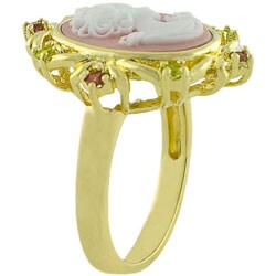 14k Gold over Silver Cameo Cubic Zirconia Ring