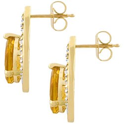 10k Gold Citrine and Diamond Accent Earrings