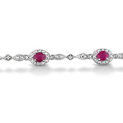 10k White Gold Ruby Diamond 7-inch  Bracelet
