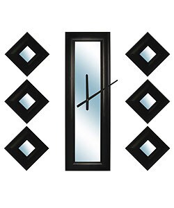 Black Clock and Mirrors (Set of 7)
