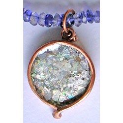 Copper Roman Glass and Lapis/ Iolite Necklace (Israel)
