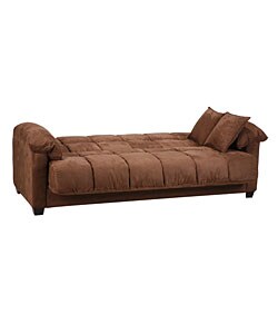 Madras Dark Brown Microfiber Futon Sofa Bed
