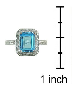 14k White Gold 1/2ctw Diamond Blue Topaz Ring