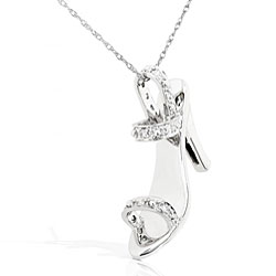 14k White Gold Diamond High Heel Pendant