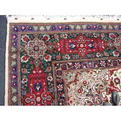 Persian Hand-knotted Tabriz Ivory/ Green Rug (11'4 x 16)