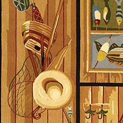 Hand-hooked Gone Fishing Multi Wool Rug (8'9 x 11'9)