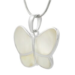 Sterling Silver and Mother of Pearl Butterfly Necklace