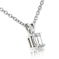 14k Gold 3/8ct TDW Emerald-cut Diamond Solitaire Pendant (H-I, SI1-SI2)