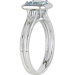 10k White Gold Sky Blue Topaz and Diamond Ring