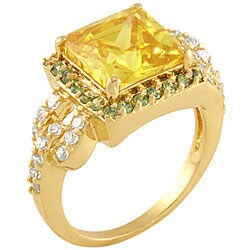 14k Yellow Gold Overlay Super Solitaire CZ Ring