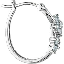 10k White Gold Sky Blue Topaz and Diamond Earrings