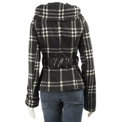 Coffee Shop Women's Belted Plaid Overcoat